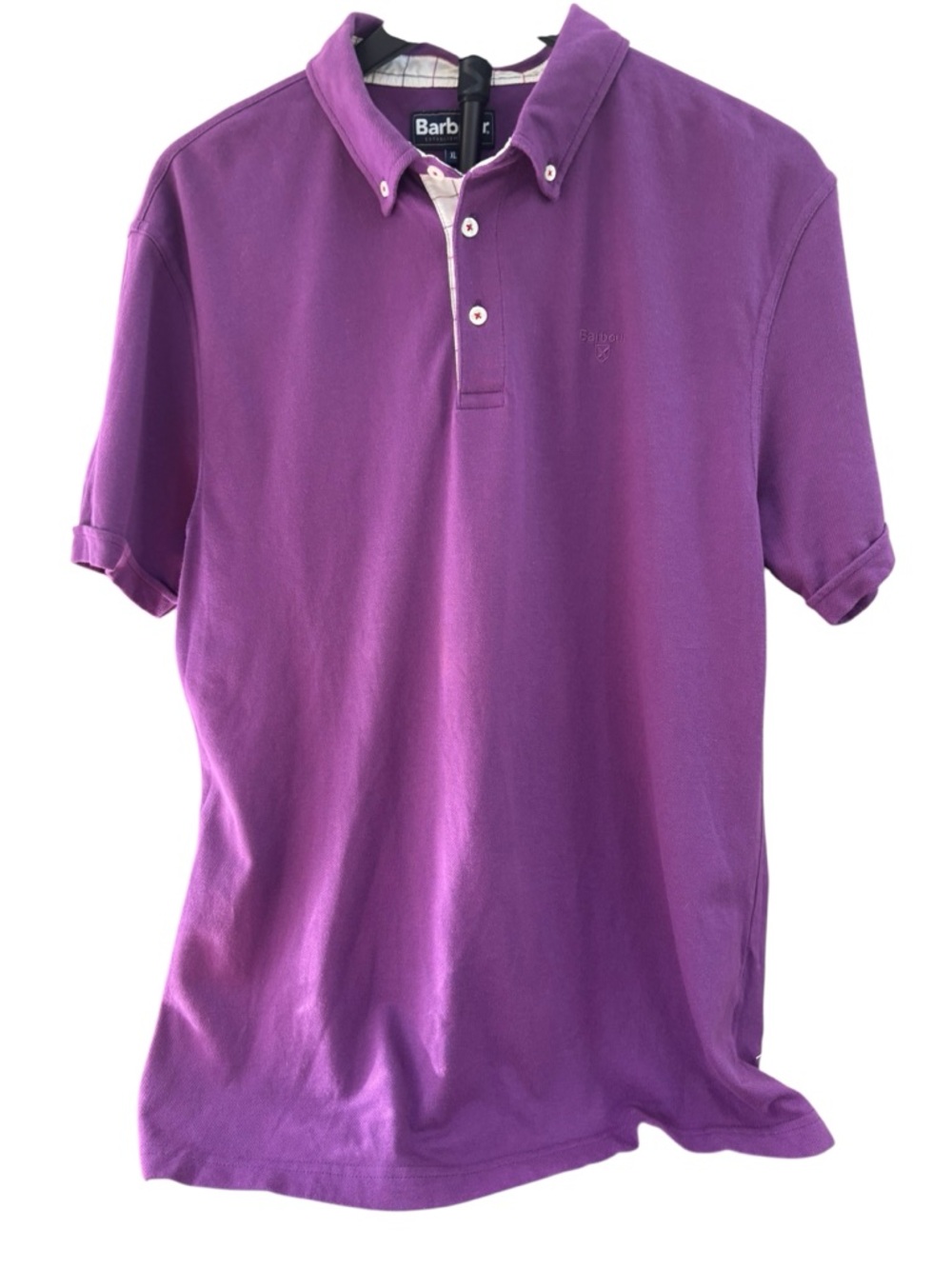 Barbour Purple Button-Down Polo with Embroidered Horse Racing on Back Men’s XL - Picture 3 of 9